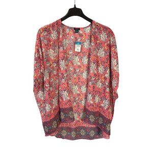 Rue21+ Womens Floral Kimono Sheer Size 1X/2X Boho Retro Fairy Whimsical New